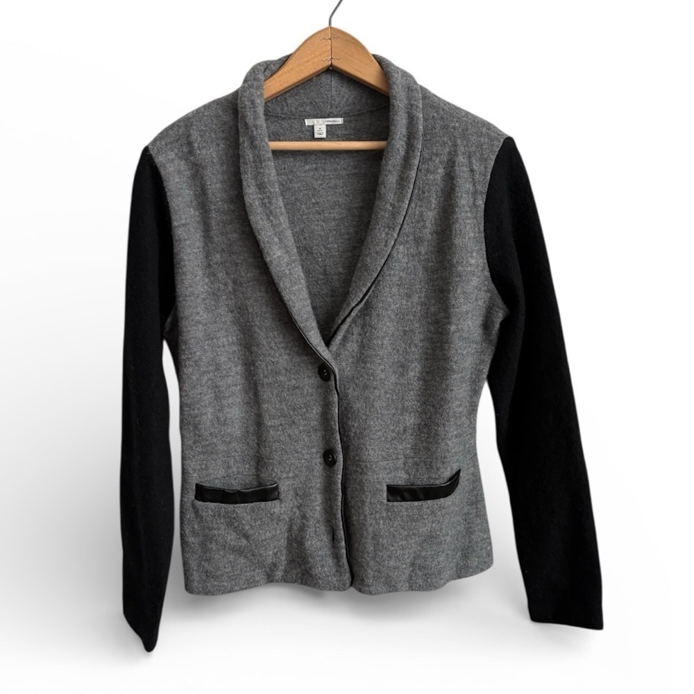 Halogen Merino Wool Cardigan Jacket Gray Black MP
